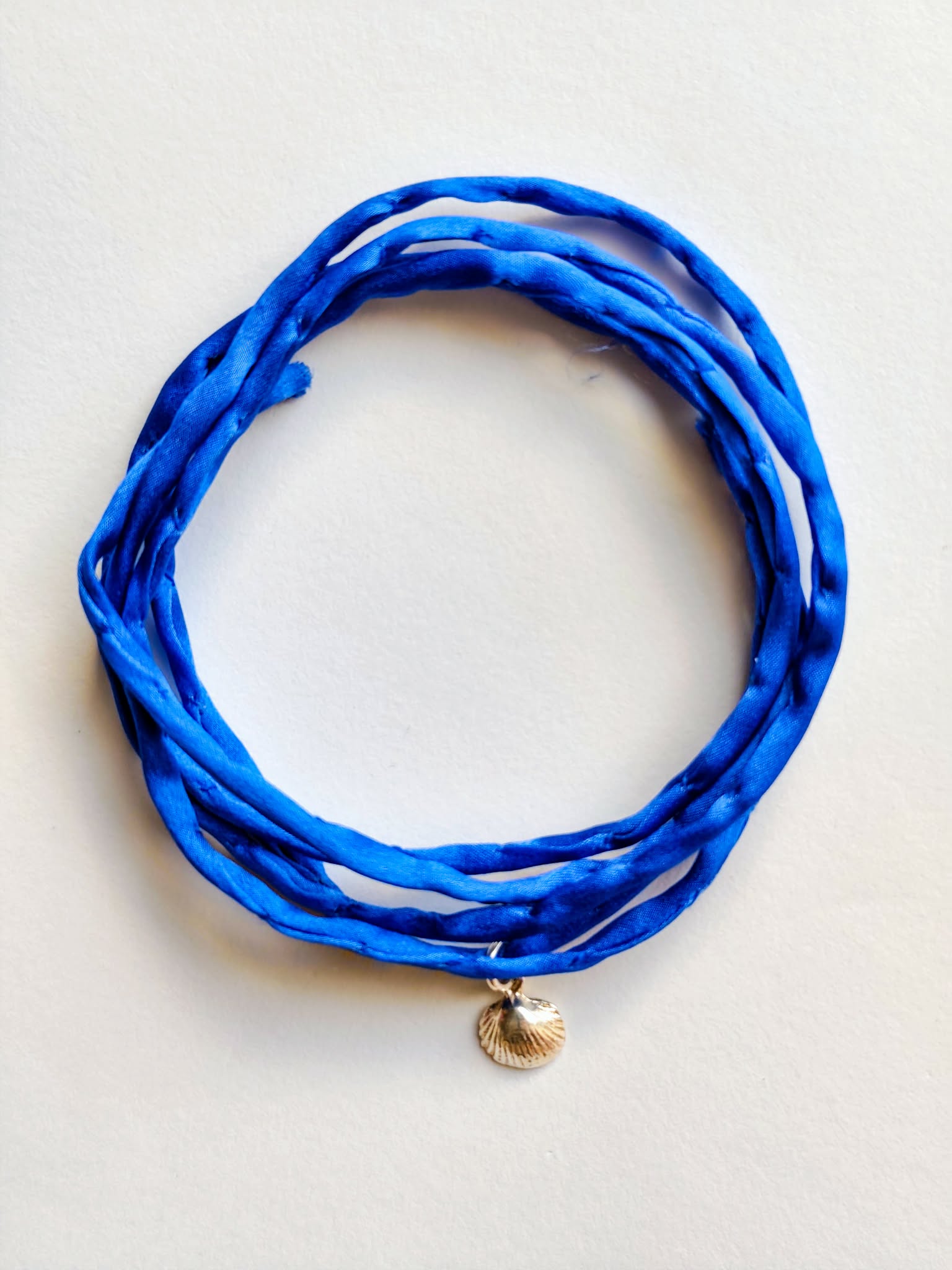Necklace - Blue Silk Shell