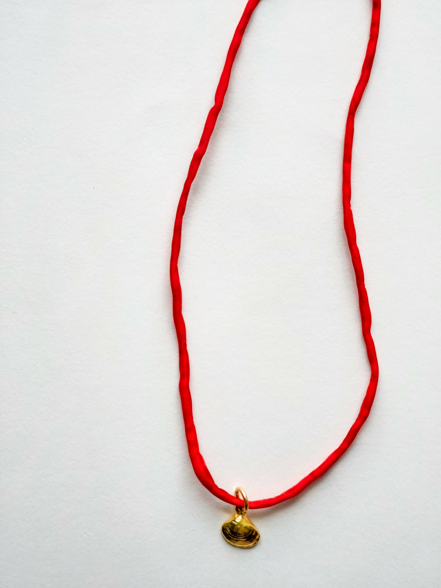 Necklace - Red Silk Shell
